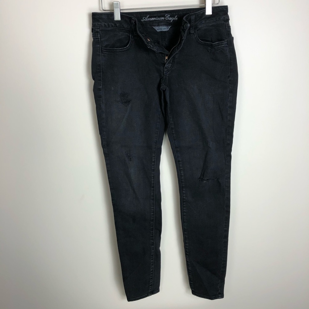 American Eagle Black Faded Distressed Jeggings
